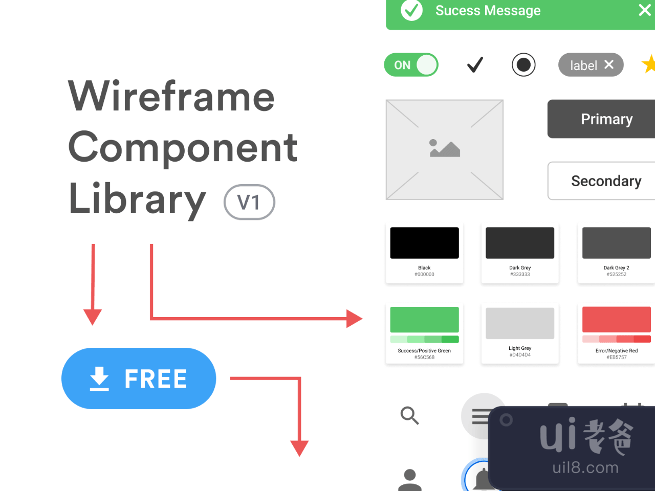 Wireframe Component Library for Figma and Adobe XD No 1