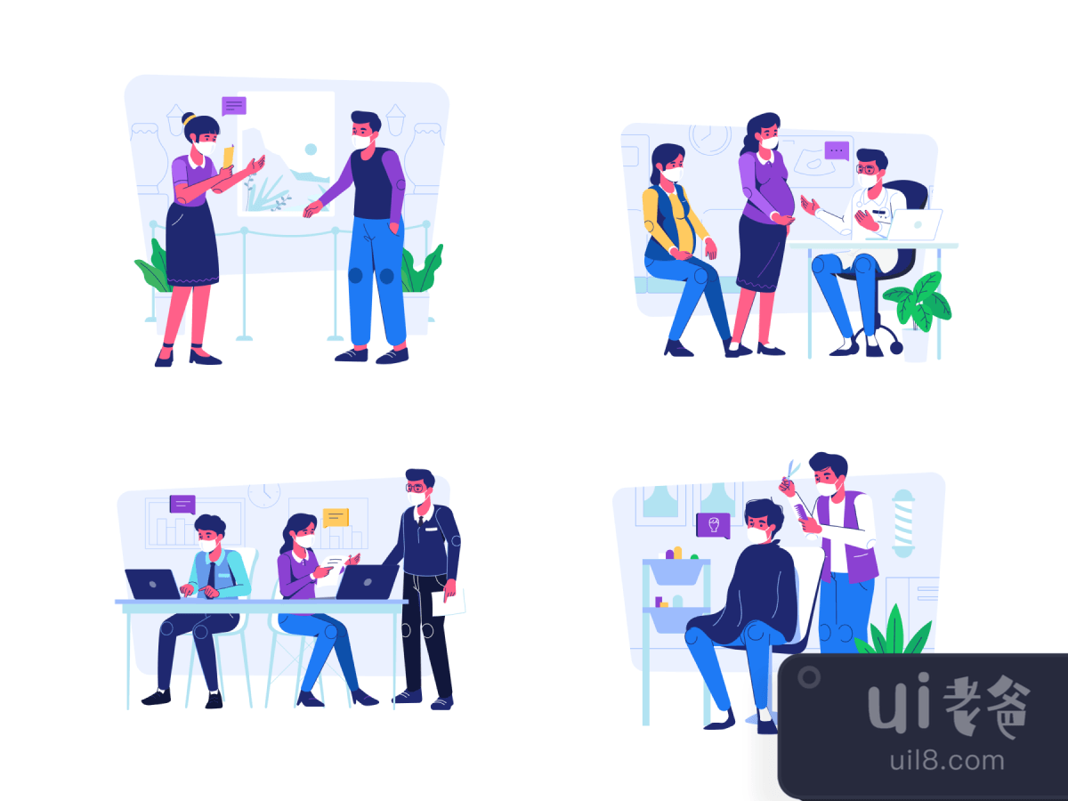 Work Facemask Illustrations for Figma and Adobe XD No 1