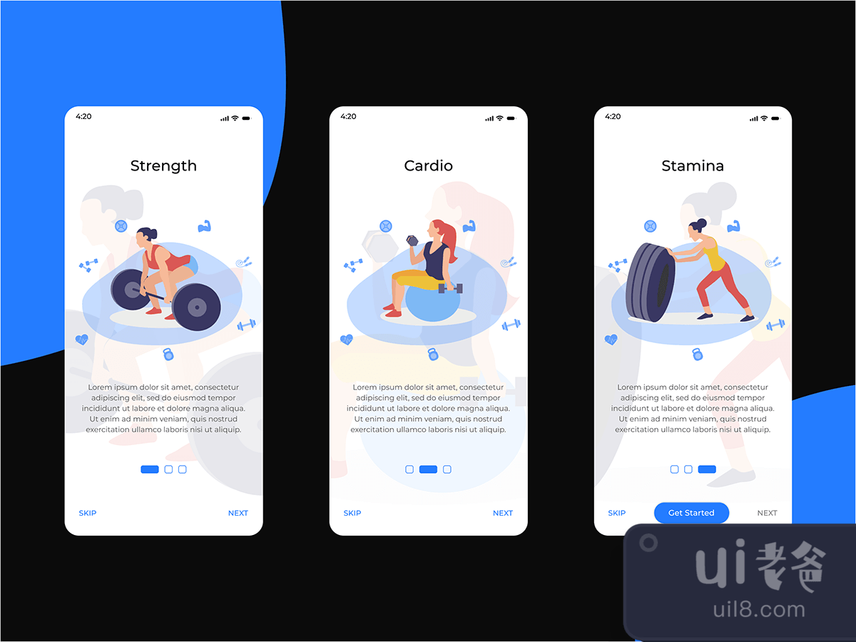 Workout Onboarding App for Figma and Adobe XD No 1