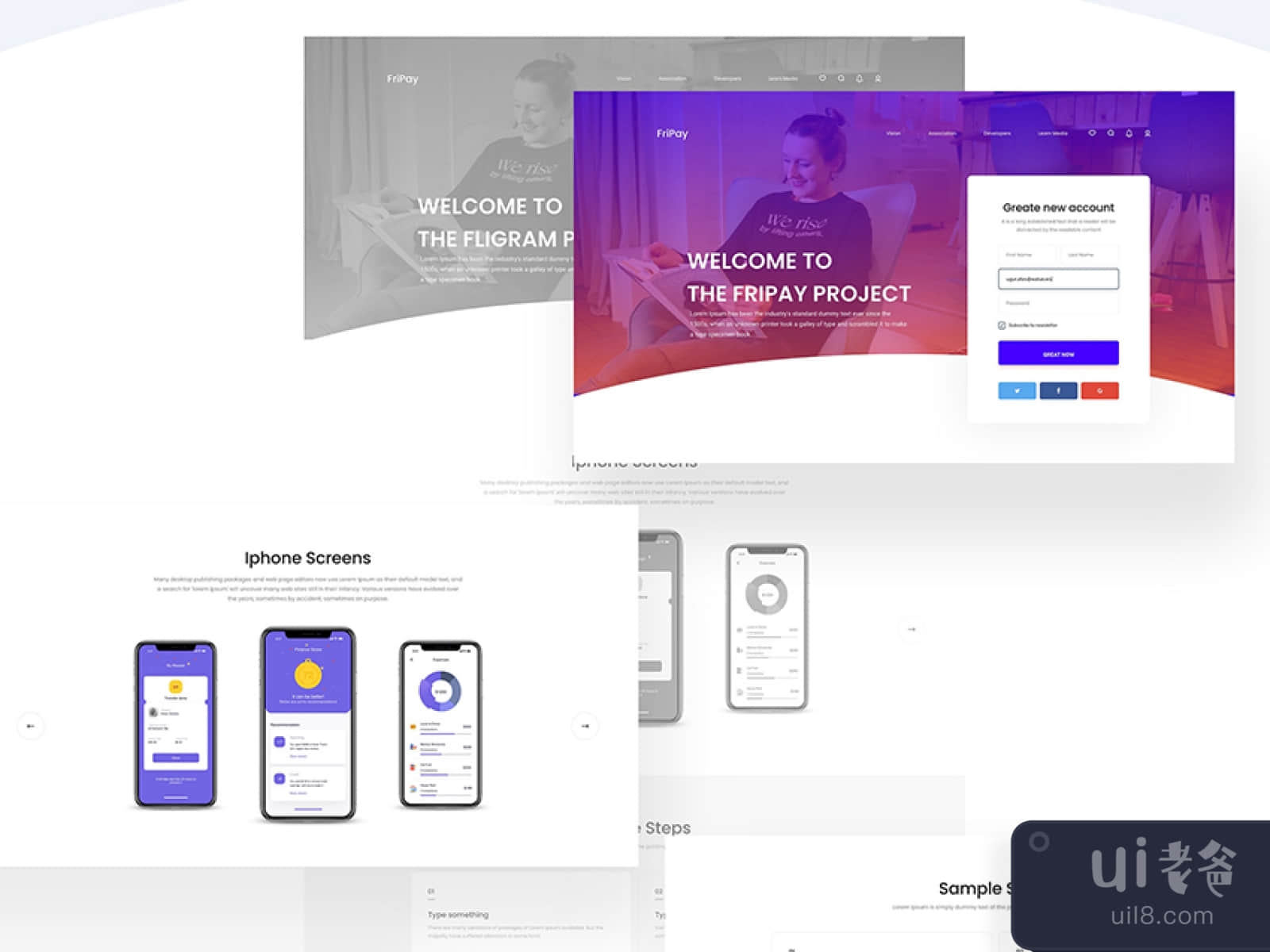 FREE Flat Web Design KIT for Figma and Adobe XD No 1