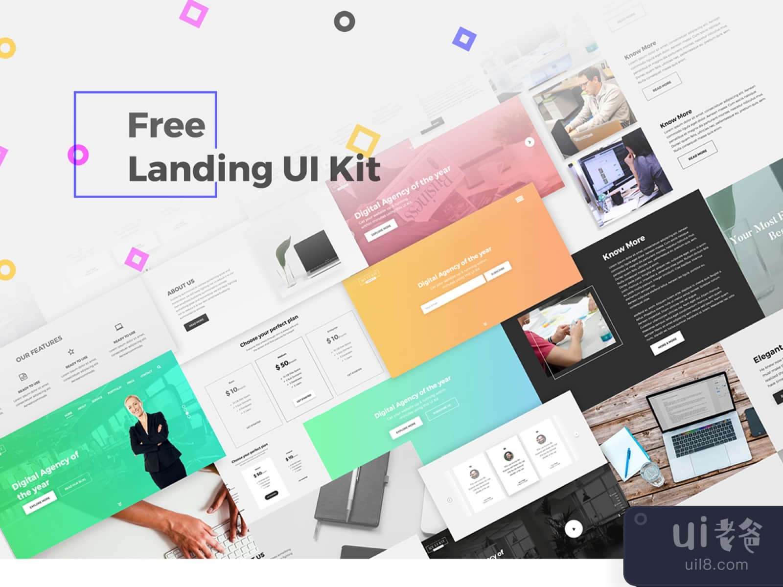 Free Landing Page UI Kit for Figma and Adobe XD No 1