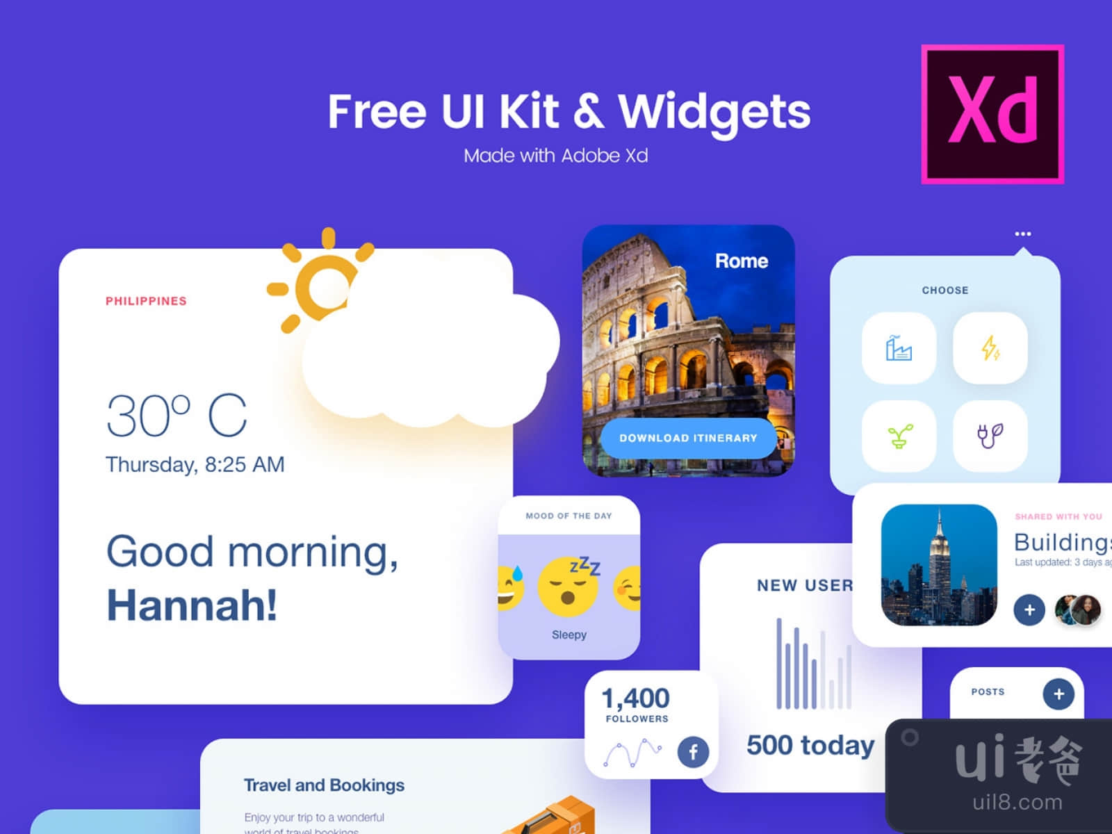 Free UI Kit & Widgets for Figma and Adobe XD No 1