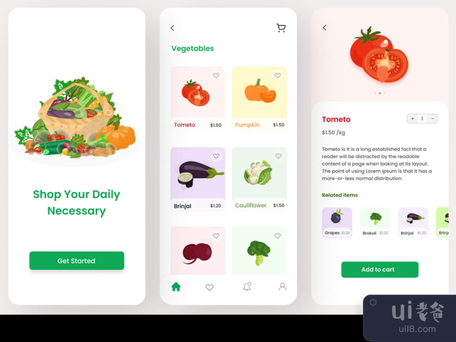 Grocery Shop App Design for Figma and Adobe XD No 1