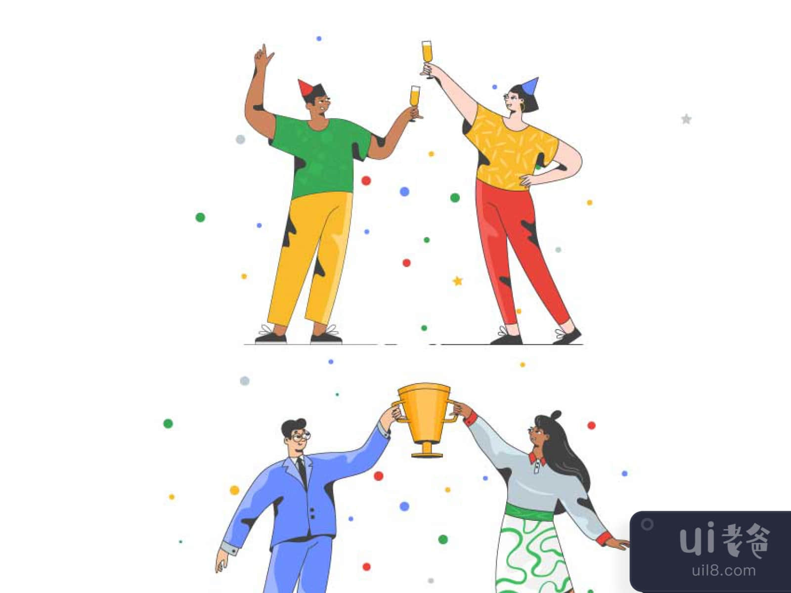 Illustrations of Happy People for Figma and Adobe XD No 1