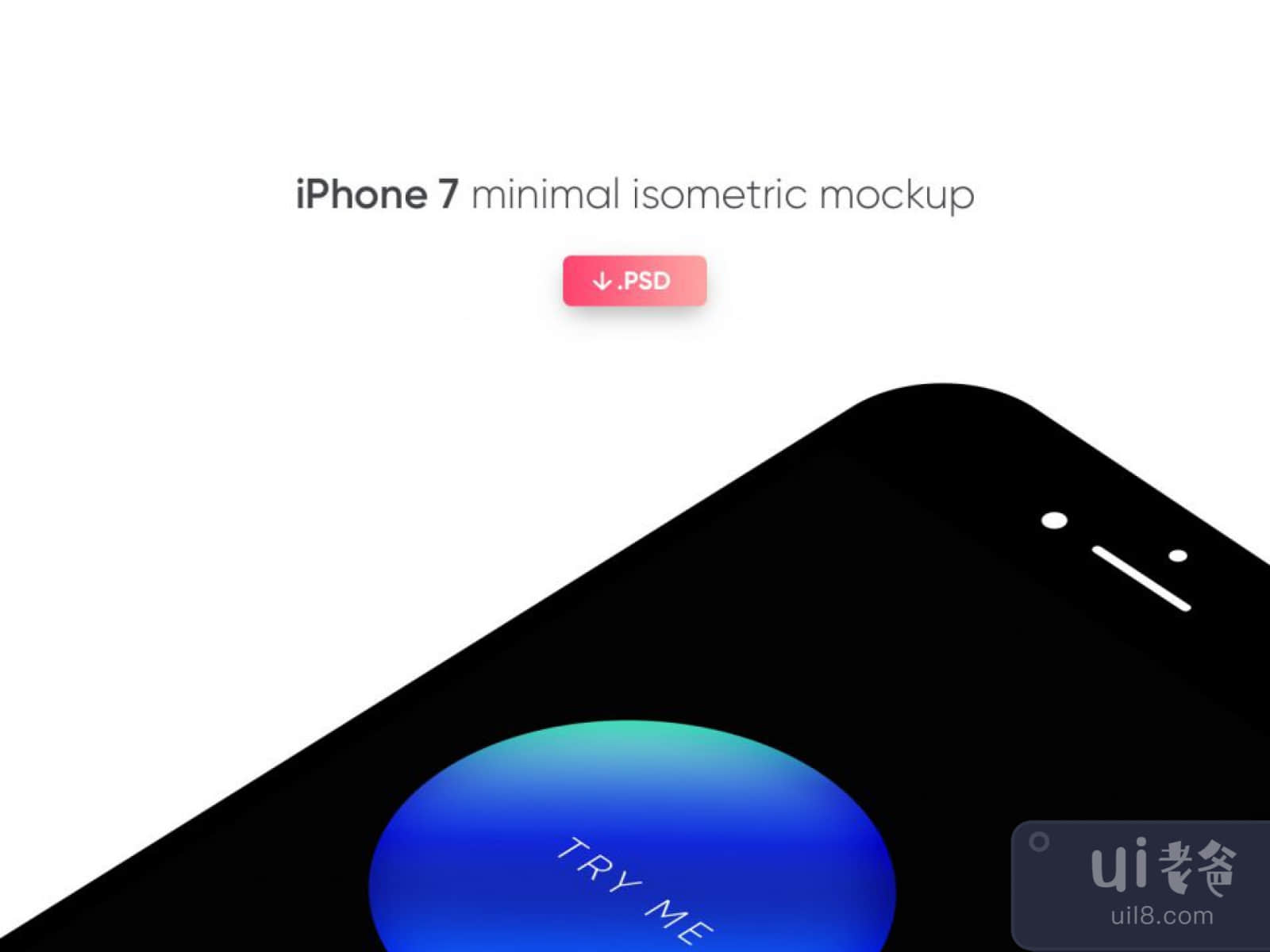 iPhone 7 Isometric Mockup for Figma and Adobe XD No 1