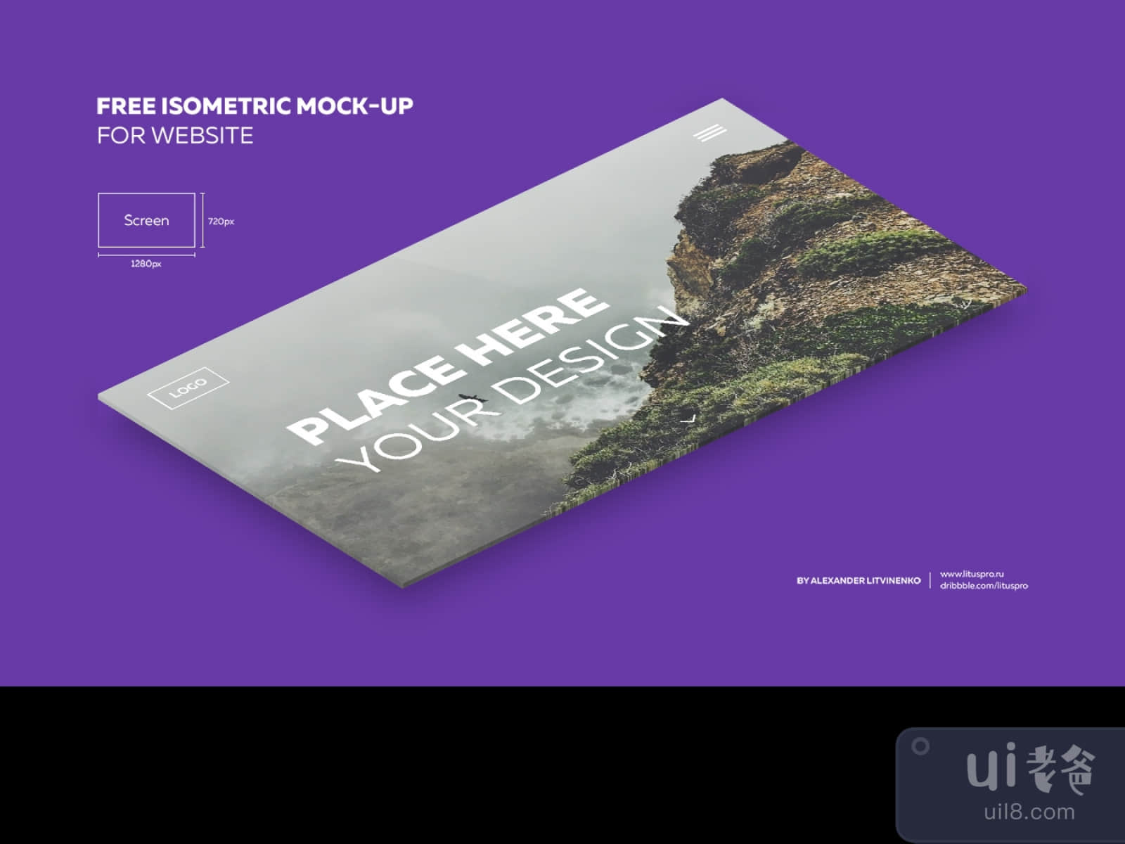 Isometric Website Mockup for Figma and Adobe XD No 1