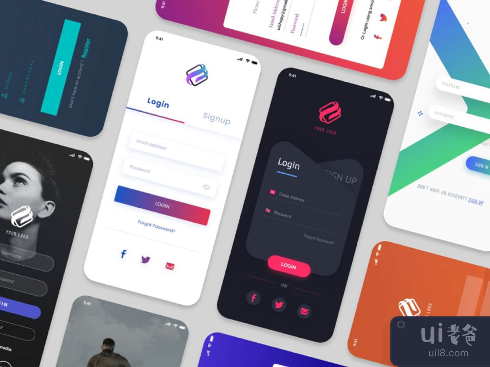 Login Screens 10 Versions for Figma and Adobe XD No 1