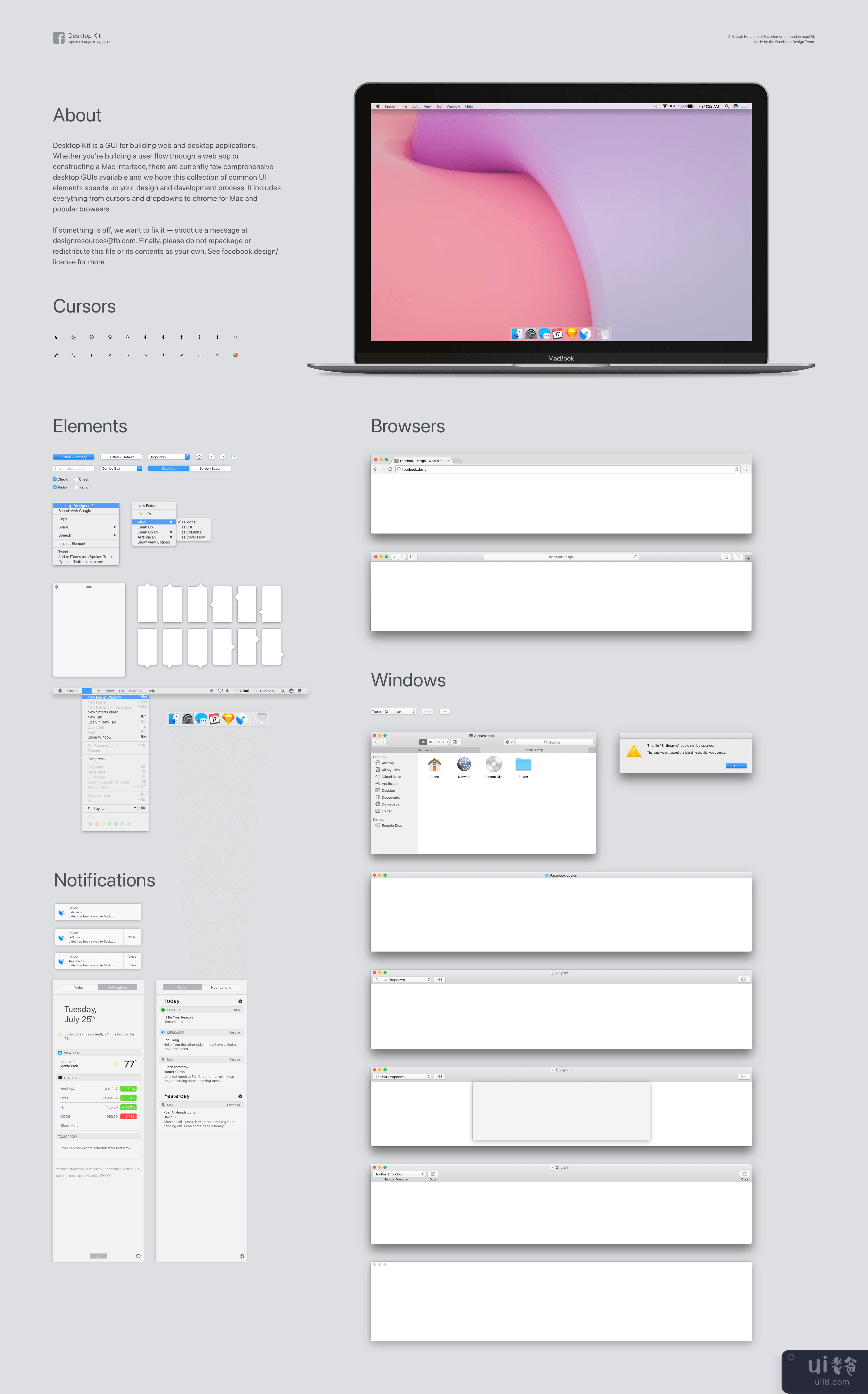 macOS Desktop Kit by Facebook for Figma and Adobe XD No 1