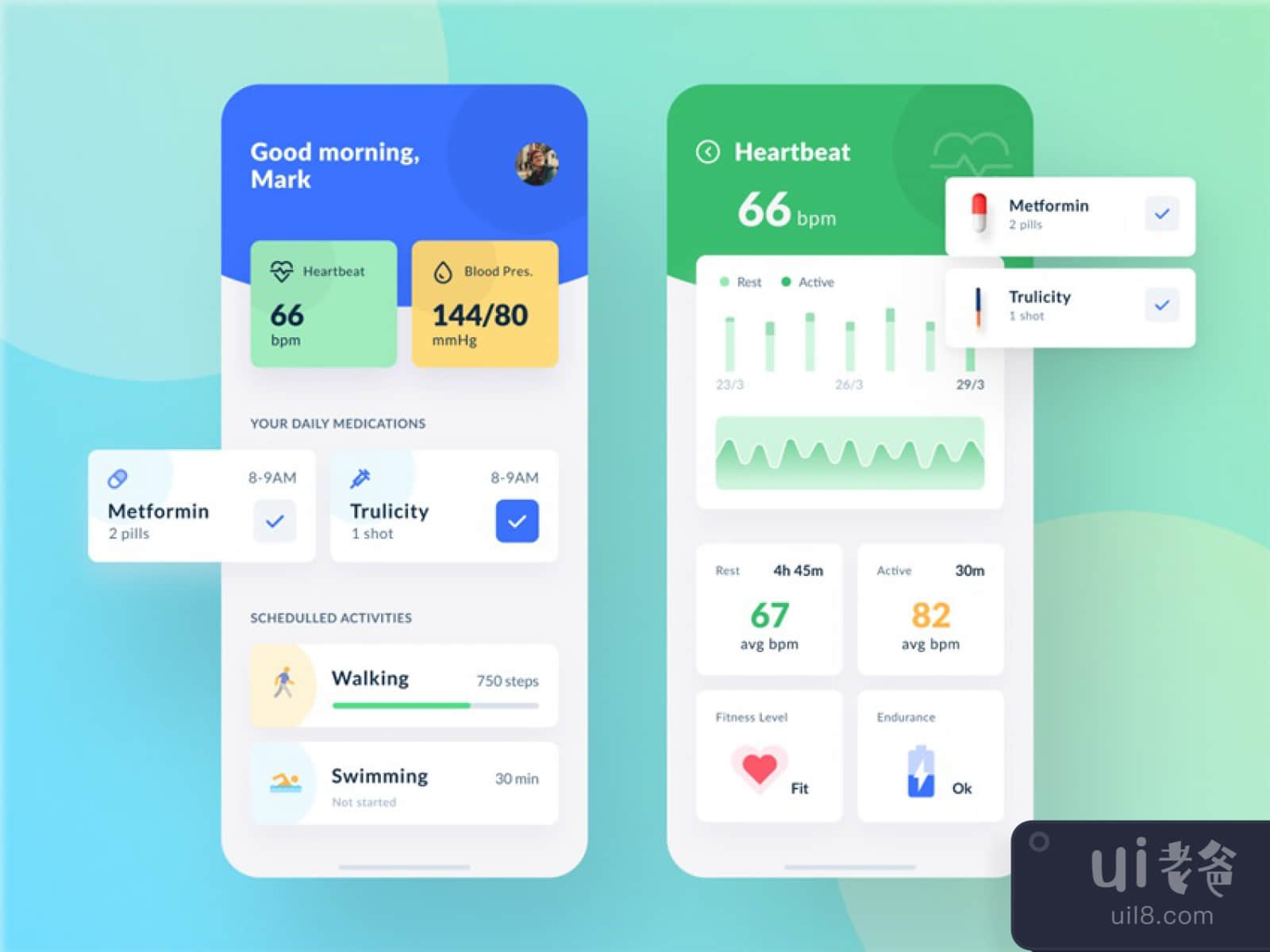 Medical App Design for Figma and Adobe XD No 1