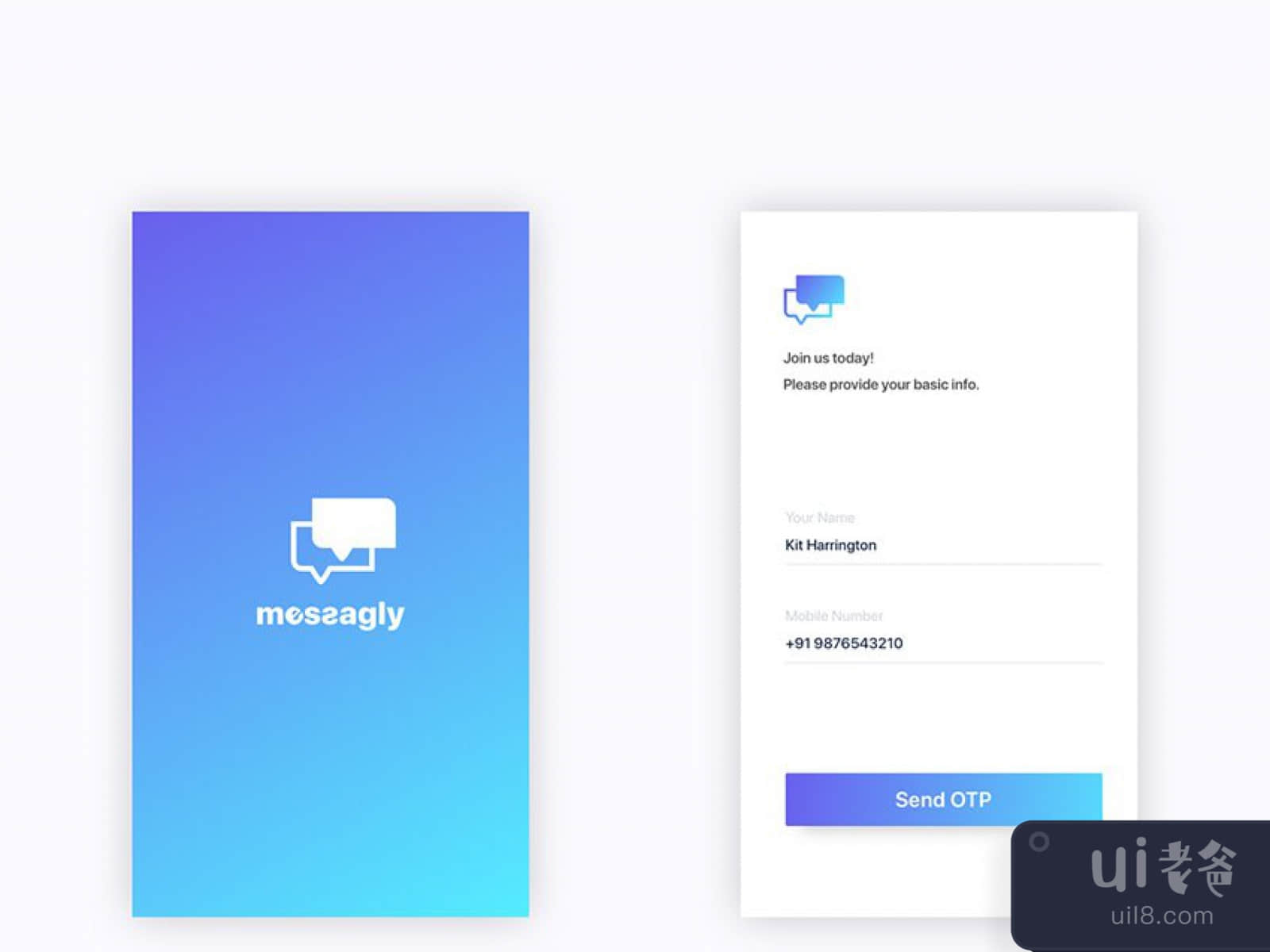Messagly Free App Design for Figma and Adobe XD No 1