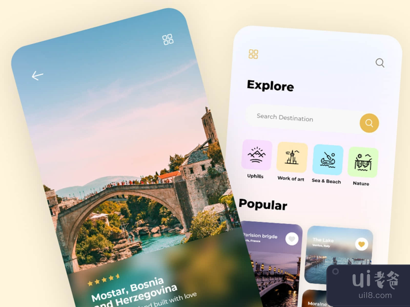 Minimal Travel App Design for Figma and Adobe XD No 1