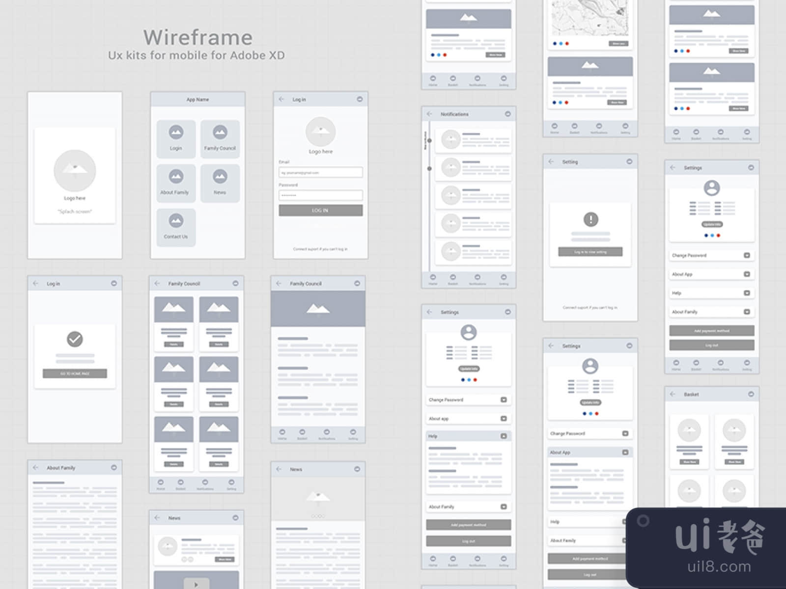 Mobile Wireframe UI Kit for Figma and Adobe XD No 1