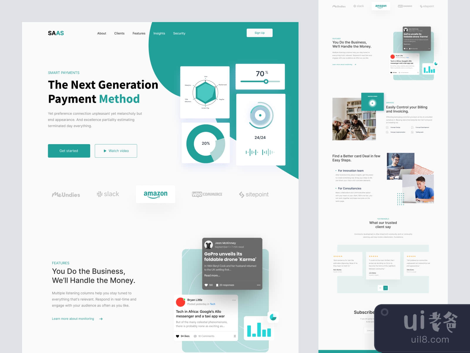 Modern Landing page design for SaaS Company for Figma and Adobe XD No 1