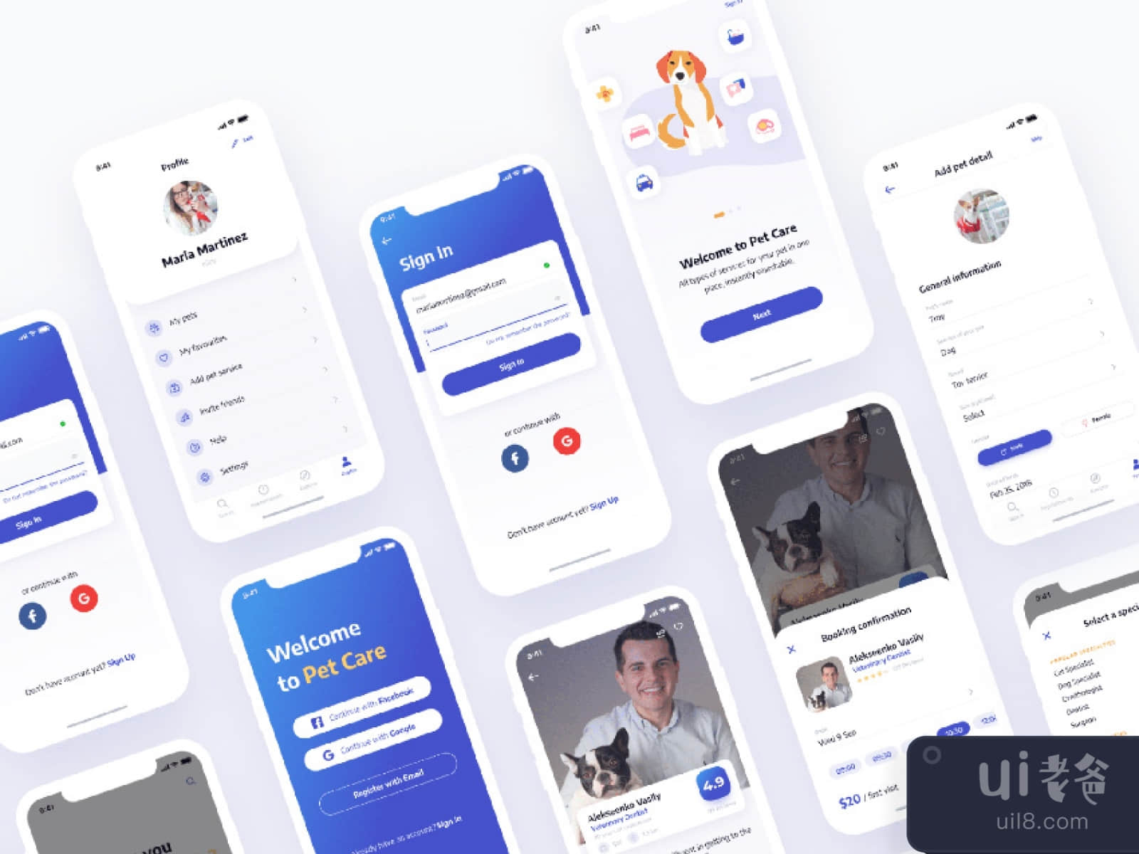 Pet Care Mobile App UI/UX for Figma and Adobe XD No 1