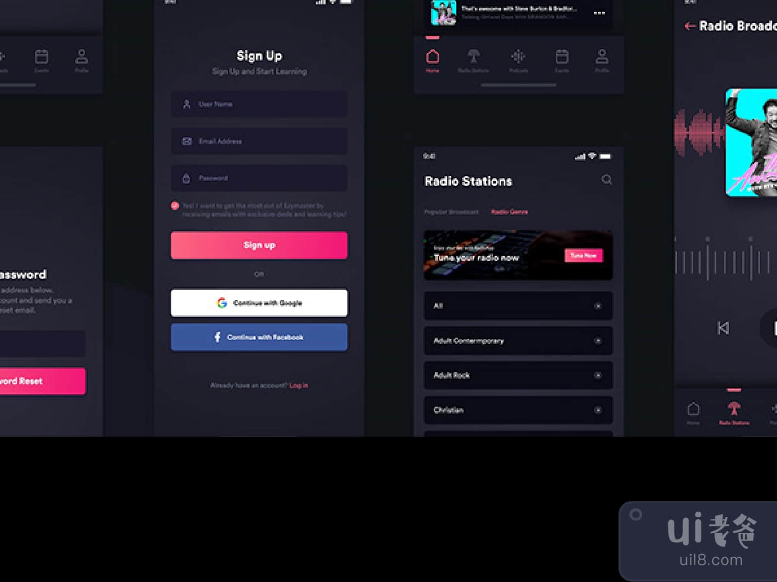 Podcast App free UI kit for Figma and Adobe XD No 1