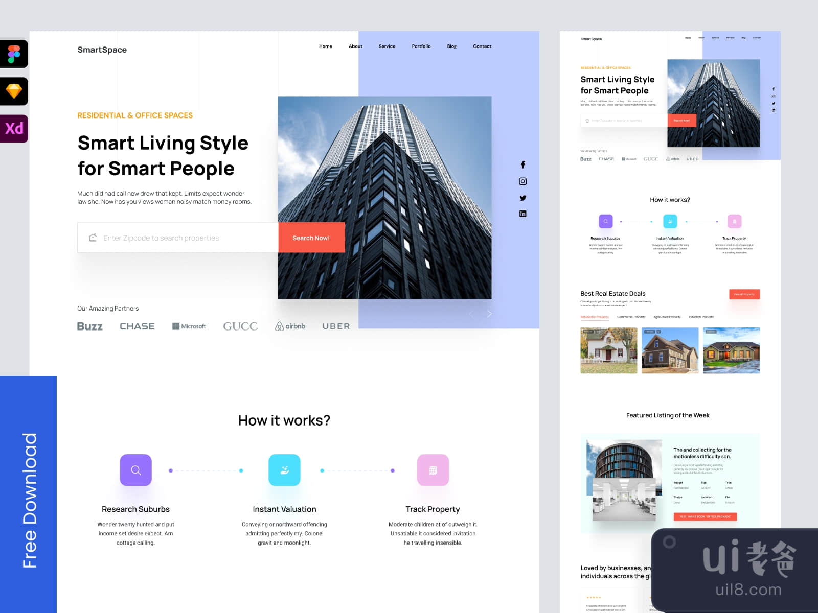 Real Estate Website Landing Page for Figma and Adobe XD No 1