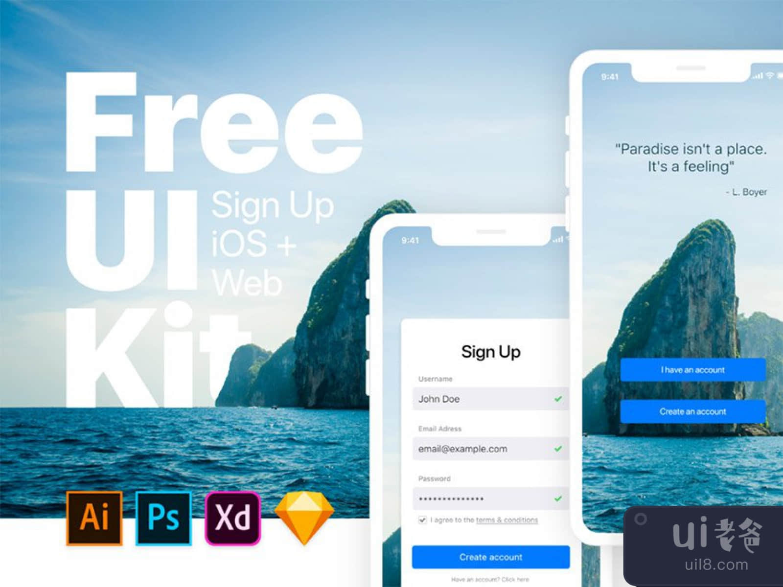 Sign Up iOS & Web UI Kit for Figma and Adobe XD No 1