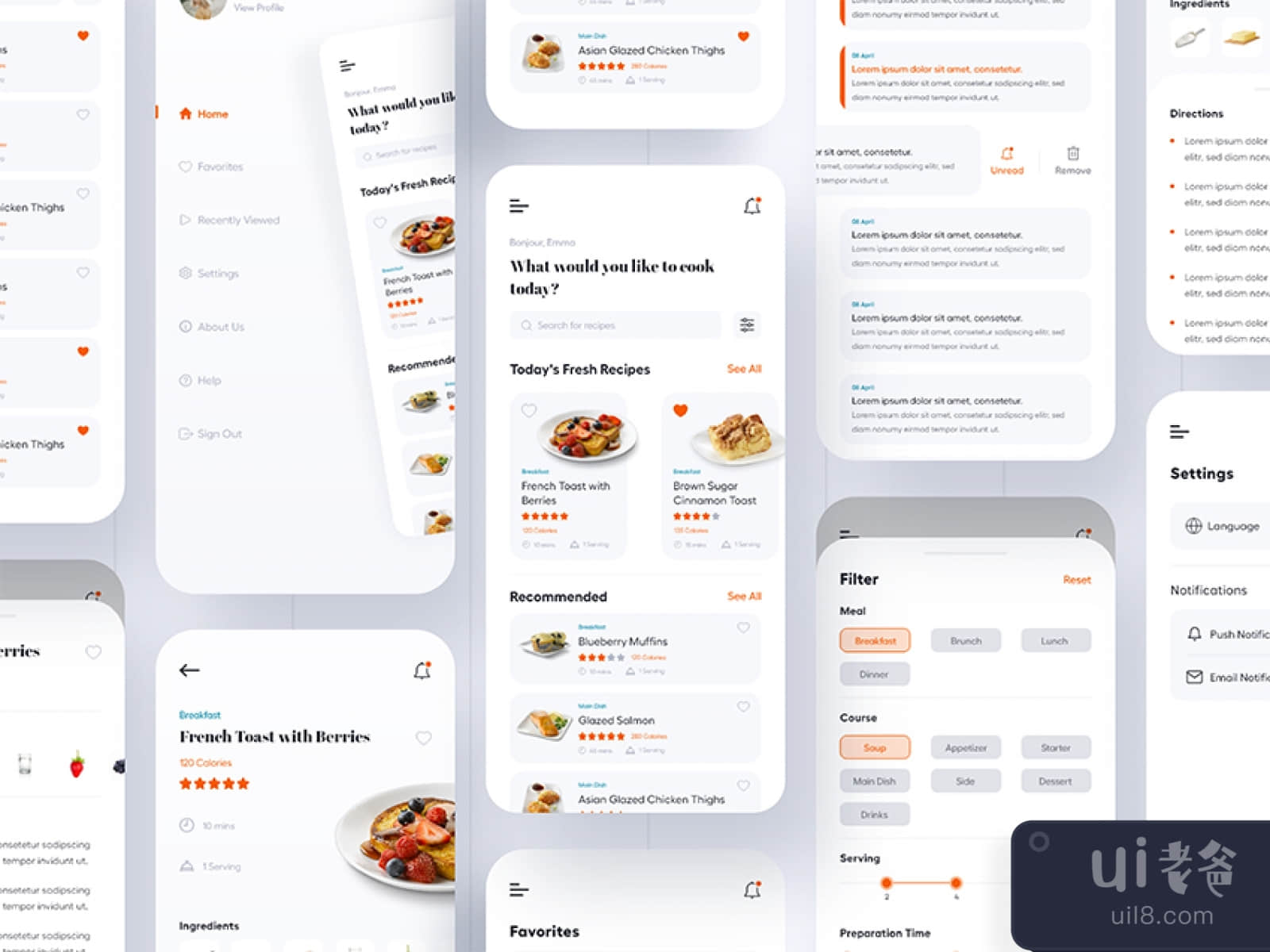 Simple Cooking App Design for Figma and Adobe XD No 1