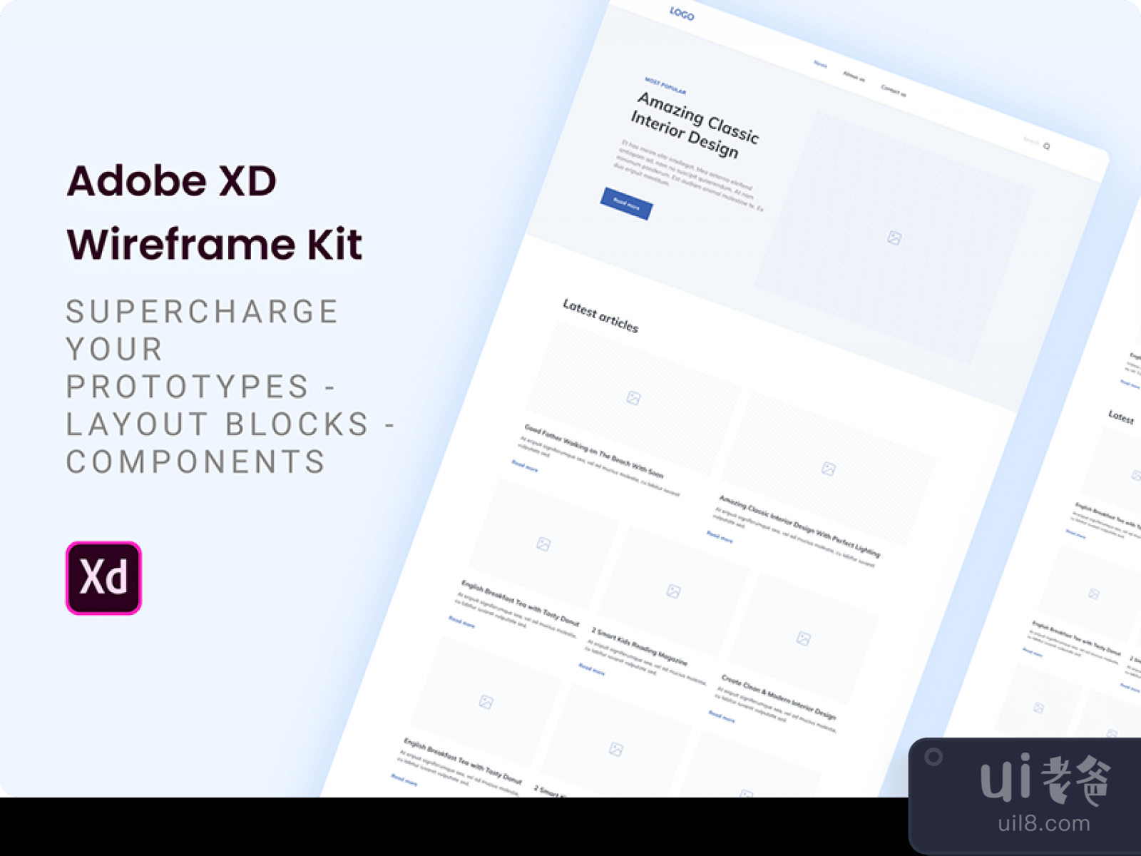 Simple Wireframe Kit for Figma and Adobe XD No 1