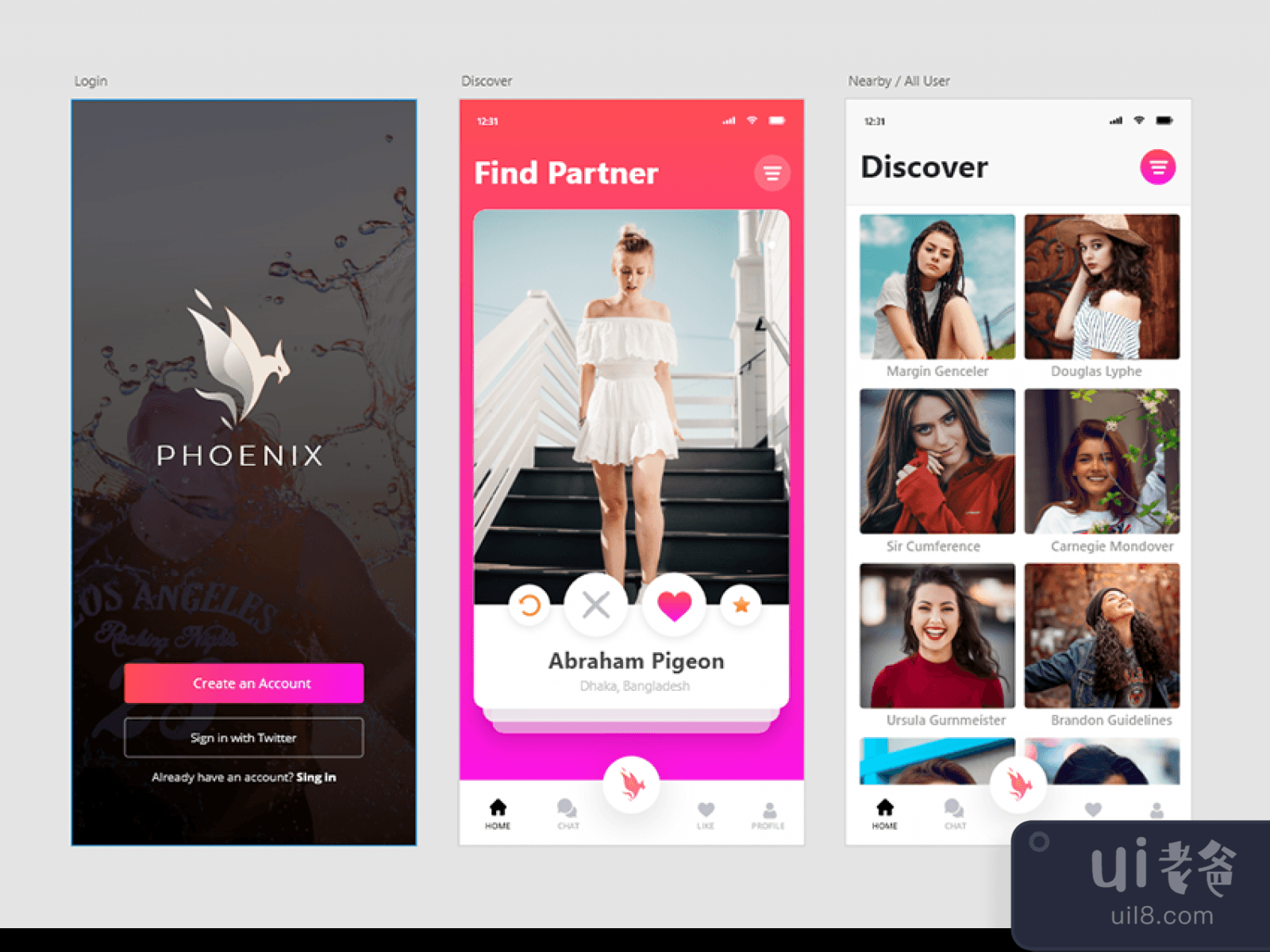 Social Meet App Ui Kit for Figma and Adobe XD No 1