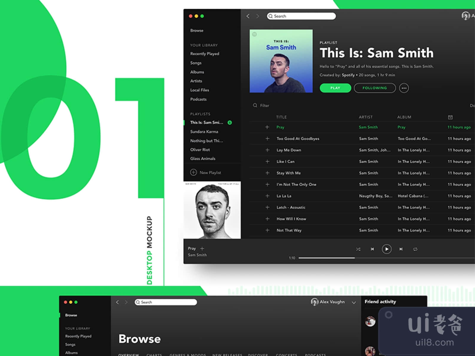 Spotify Mockup Full UI for Figma and Adobe XD No 1