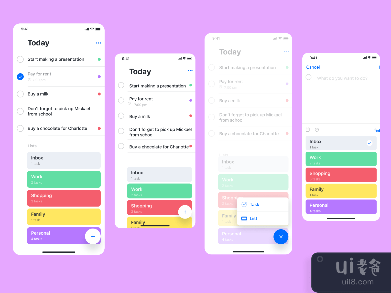 Tasker  ToDo App Template for Figma and Adobe XD No 3