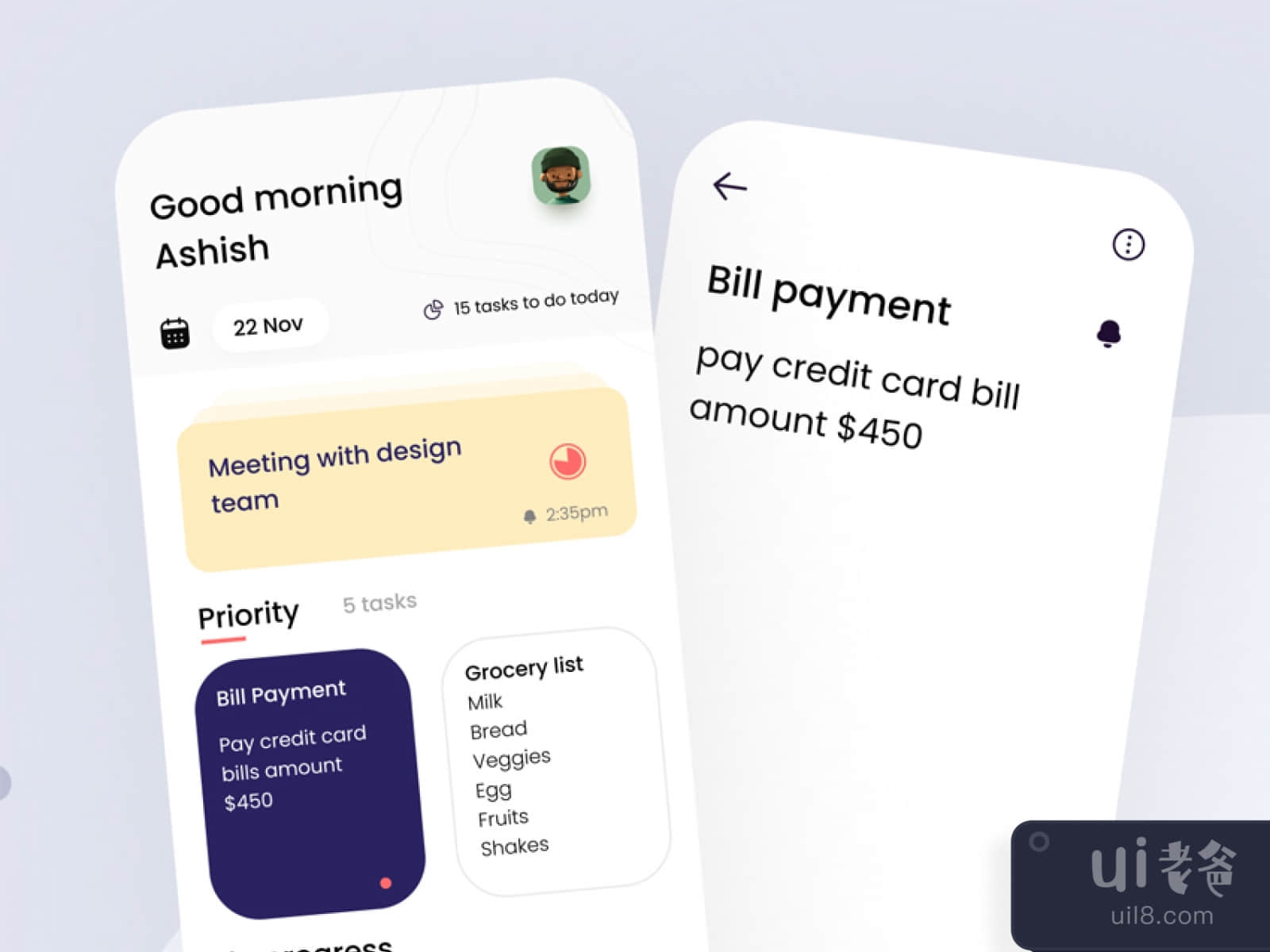 To-Do List App UI Kit for Figma and Adobe XD No 1