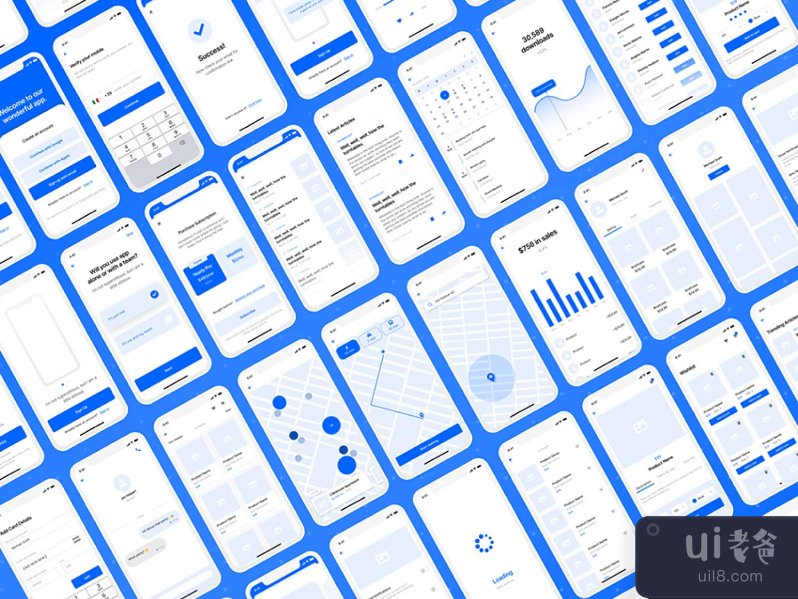Wireframe Kit for iOS Apps for Figma and Adobe XD No 1