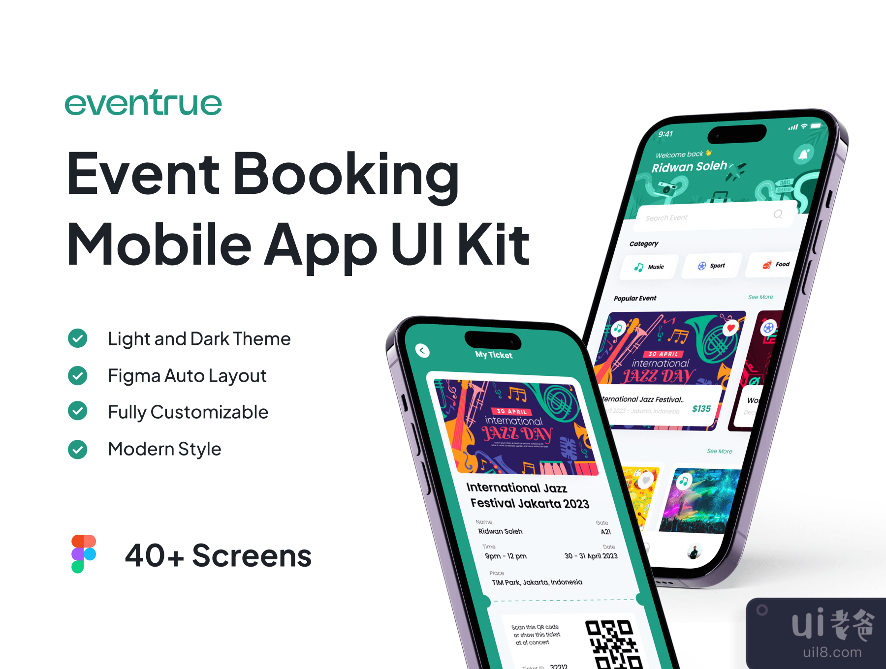 Eventrue - Event Boking移动应用UI KIT (Eventrue - Event Boking Mobile App UI KIT)插图