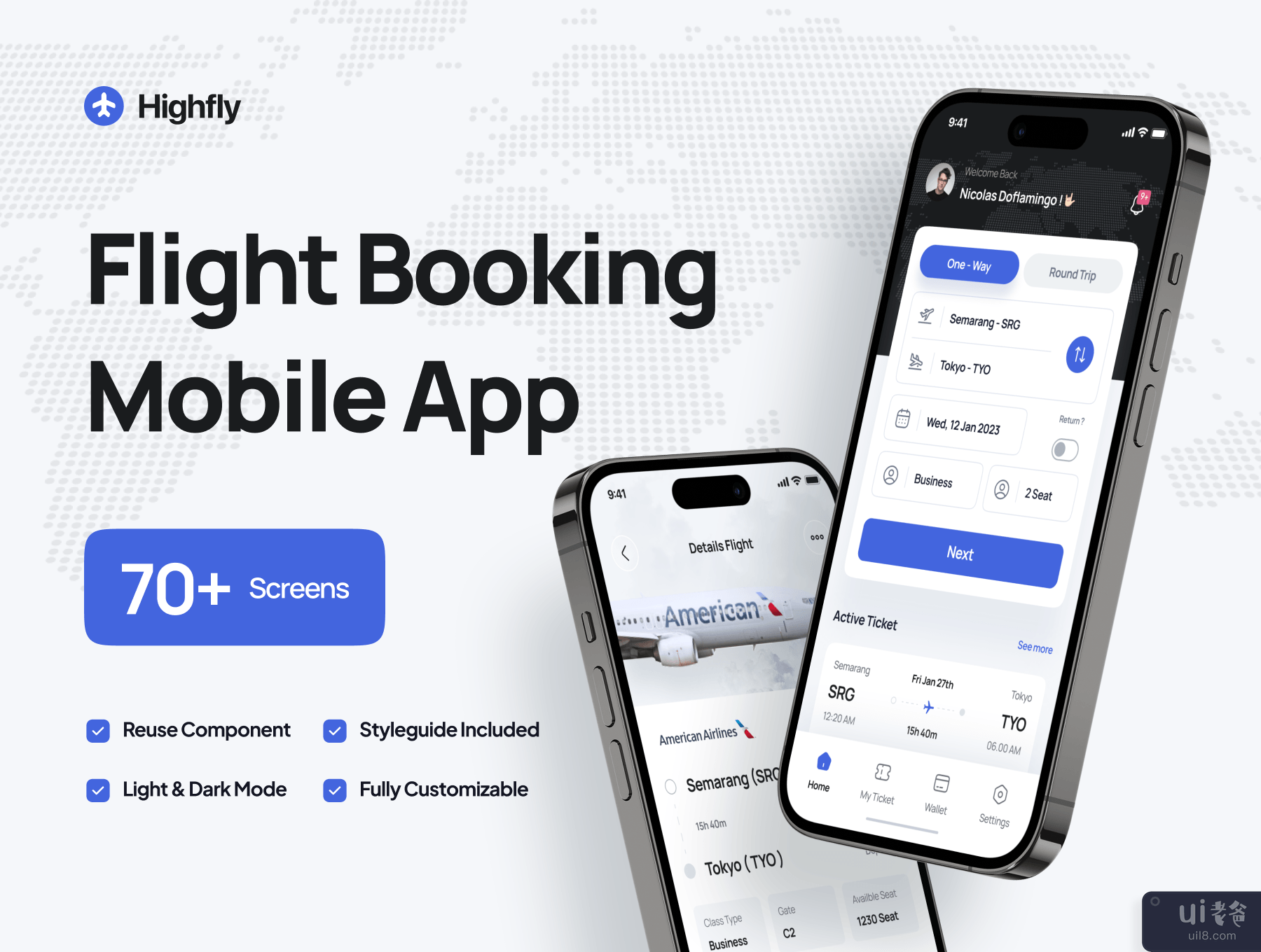 Highfly - 机票预订移动应用程序 (Highfly - Flight Booking Mobile App)插图5