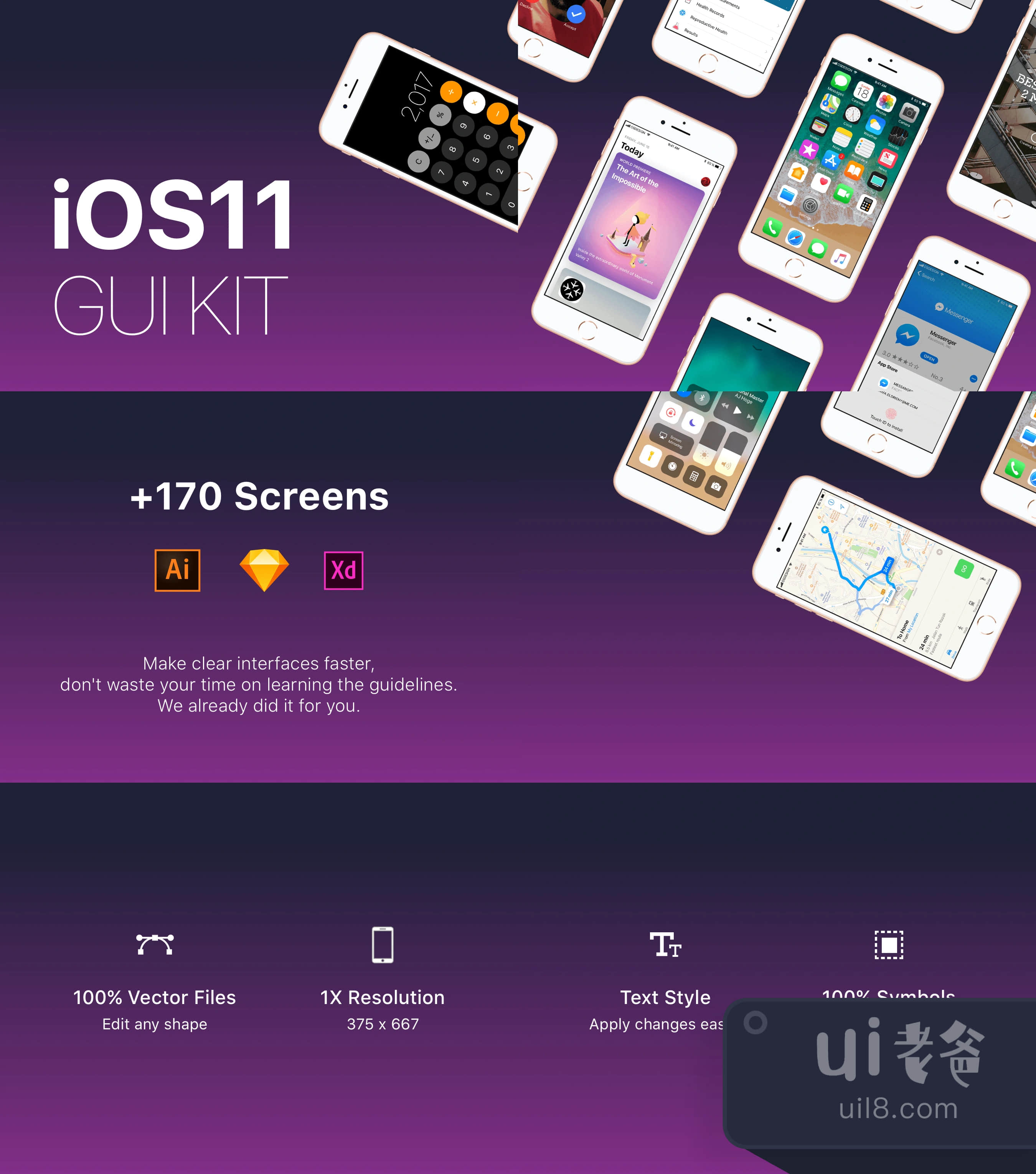 iOS11图形用户界面套件 (iOS11 GUI Kit)插图