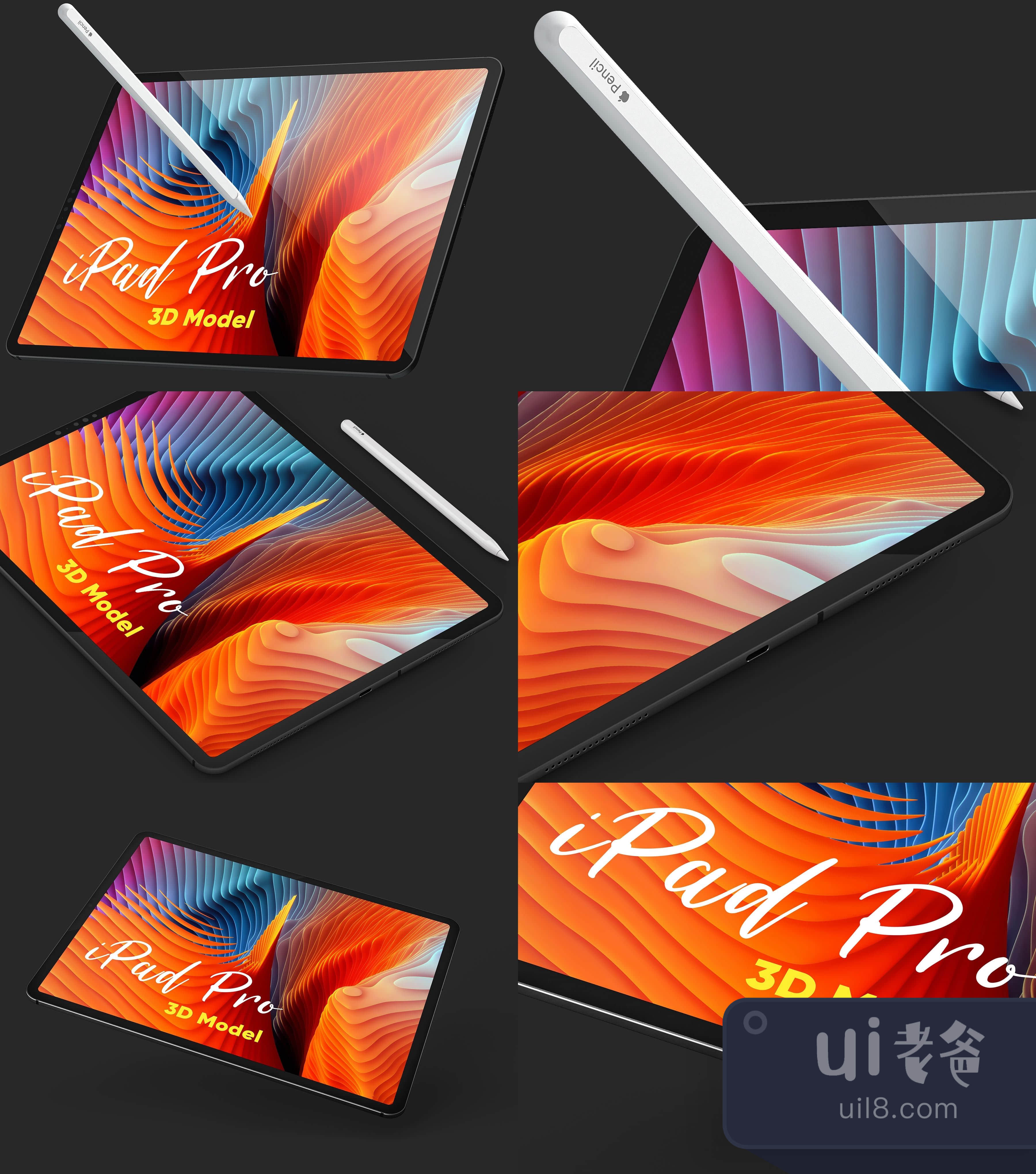 iPad Pro和苹果铅笔3D模型 (iPad Pro and Apple Pencil 3D Mo插图