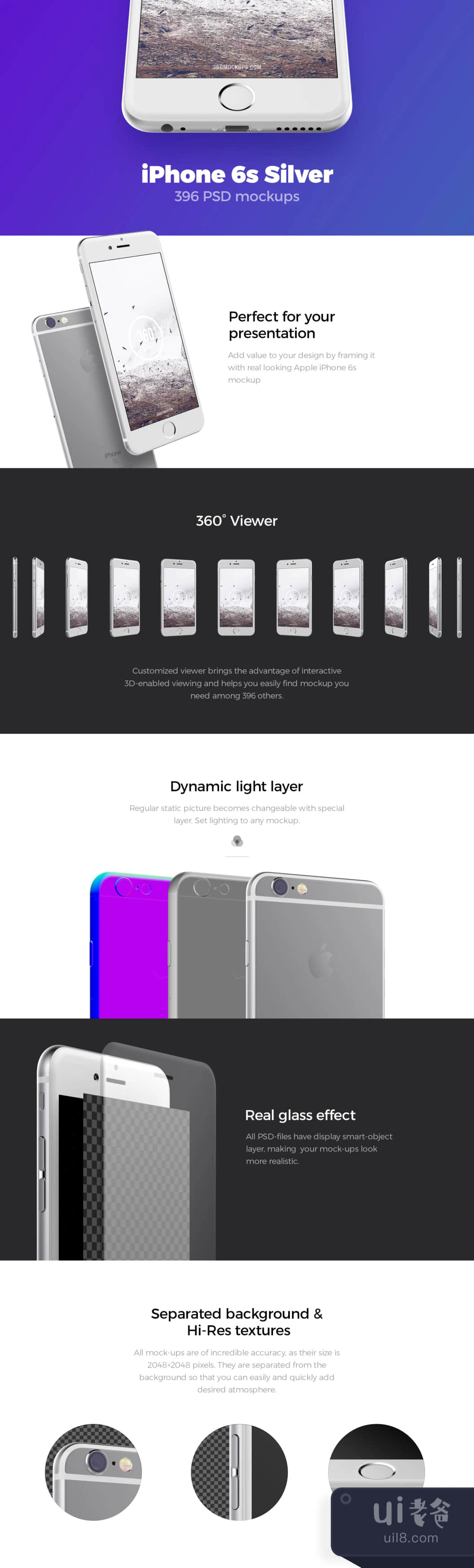 iPhone 6s银色模拟图 (iPhone 6s Silver mockups)插图