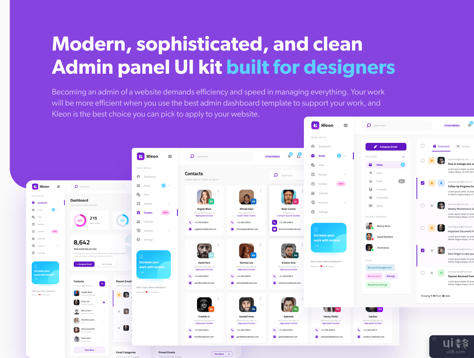 Kleon - 简洁的管理面板 UI 模板 (Kleon - Clean Admin Panel Dashboard UI Template)插图4