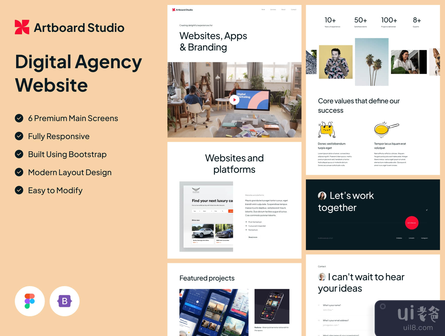 Artboard Studio - 采用Figma + Bootstrap的高级设计机构模板 (Artboard Studio - Premium Design Agency Template with Figma + Bootstrap)插图