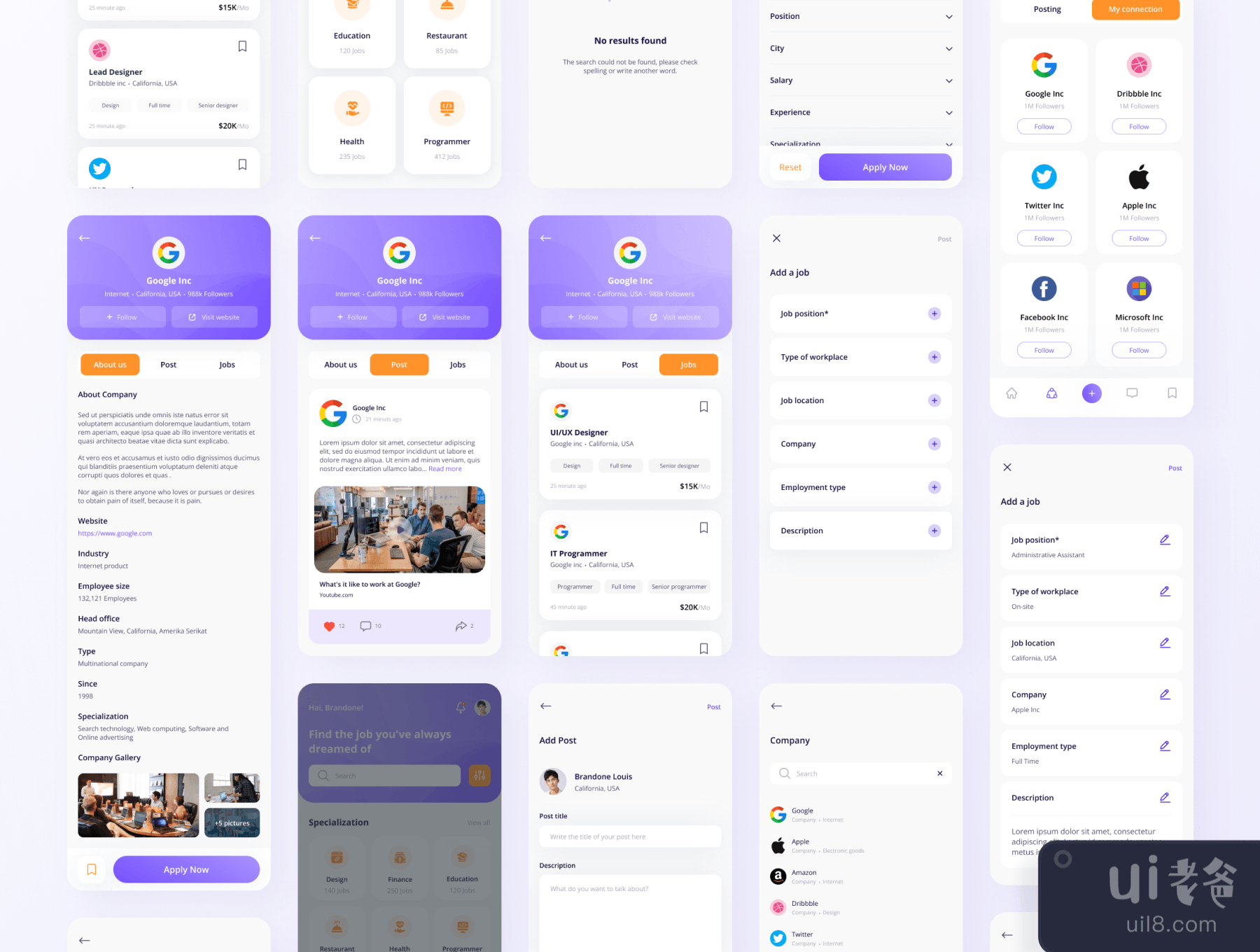 Jobly - 找工作的应用程序UI KIT (Jobly - Job Finder App UI KIT)插图2