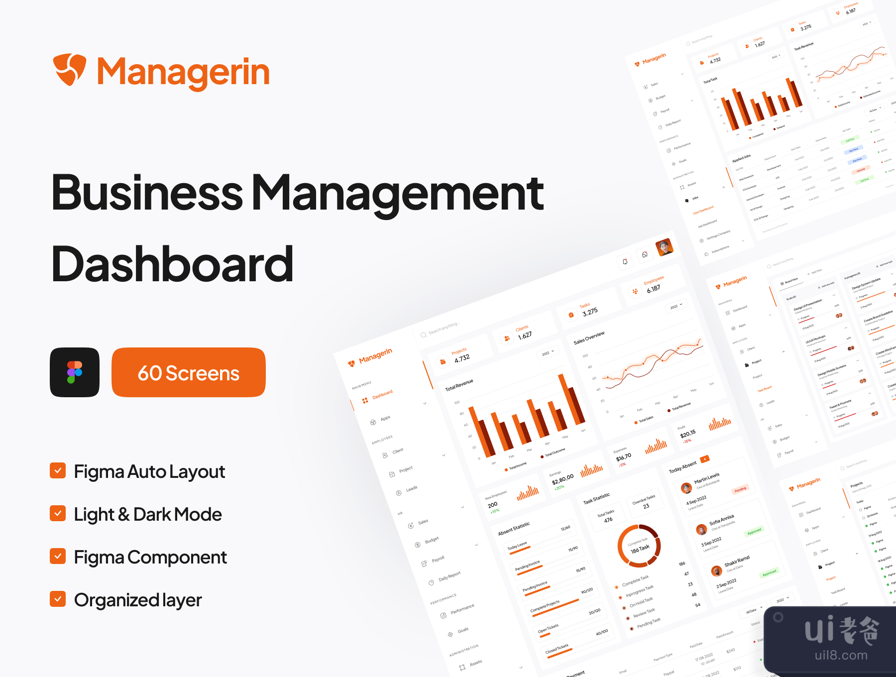 Managerin - 业务管理仪表板UI套件 (Managerin - Business Management Dashboard UI Kit)插图