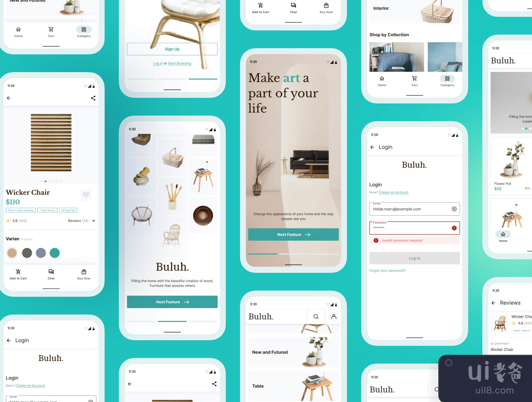 Buluh - 家具店移动应用UI包 (Buluh - Furniture Shop Mobile App UI Kit)插图6