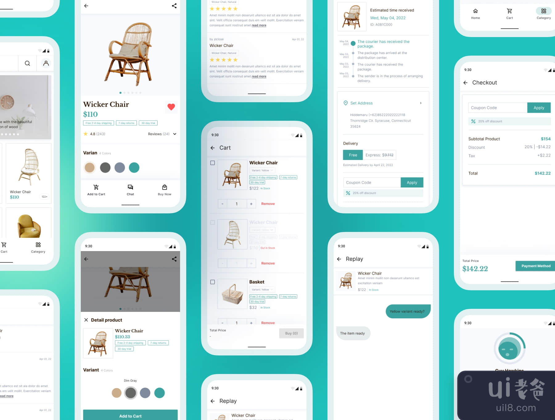 Buluh - 家具店移动应用UI包 (Buluh - Furniture Shop Mobile App UI Kit)插图7