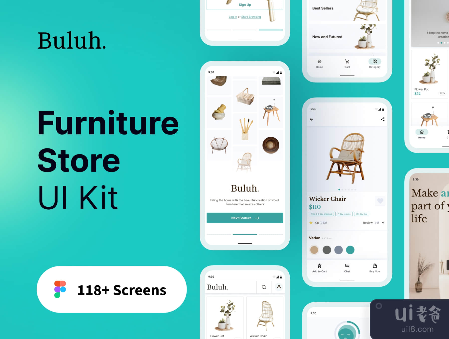 Buluh - 家具店移动应用UI包 (Buluh - Furniture Shop Mobile App UI Kit)插图