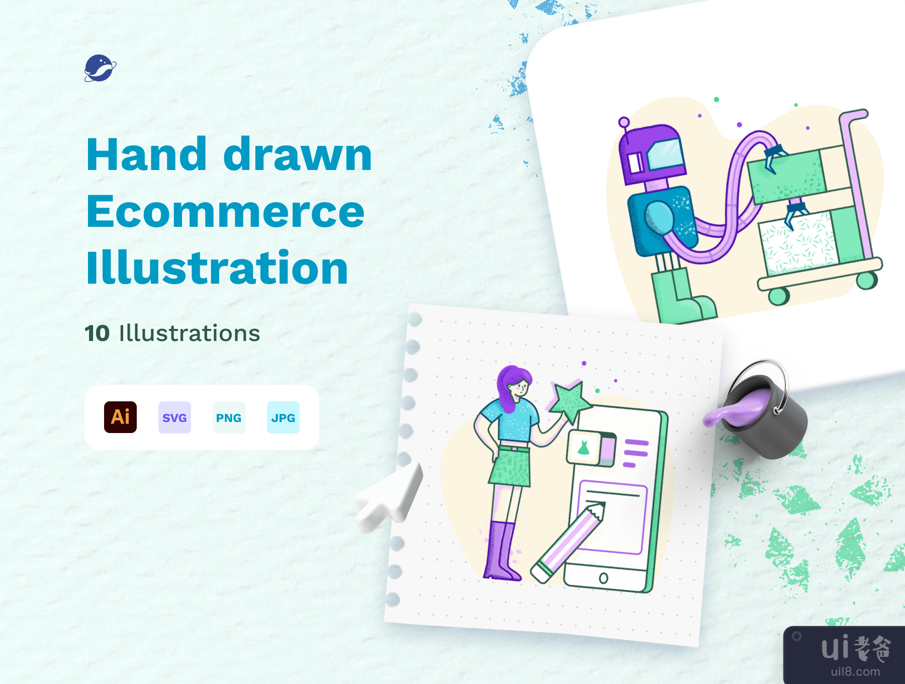 手绘的电子商务插图包 (Hand-drawn Ecommerce Illustration Pack)插图