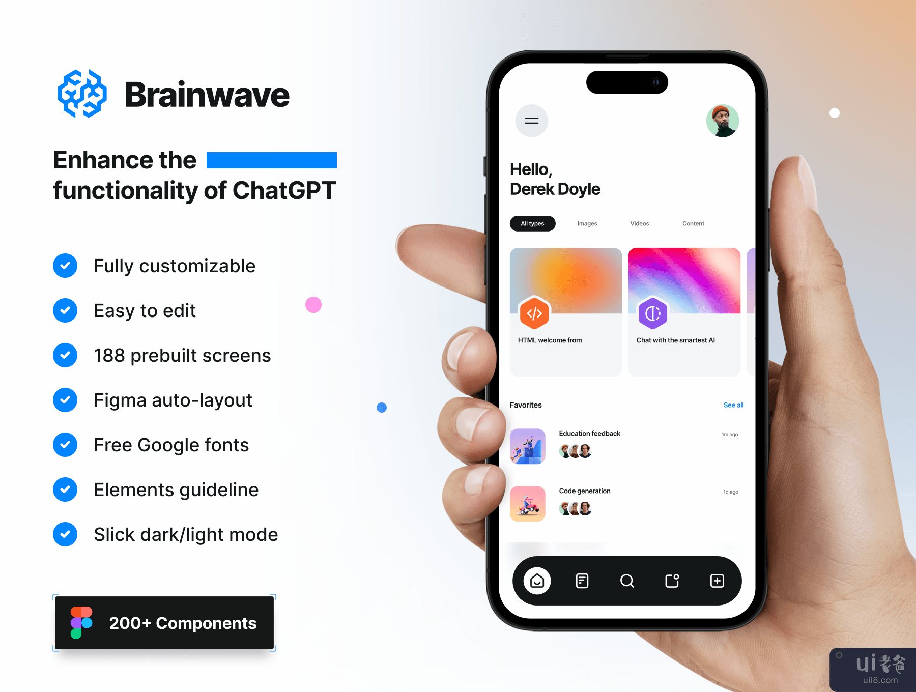 脑波 - 人工智能 iOS UI 工具包 (Brainwave - AI iOS UI Kit)插图7