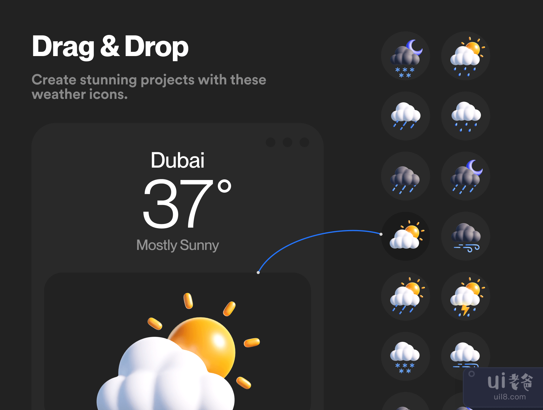 天气3D图标包 (Weather 3D Icon Pack)插图3