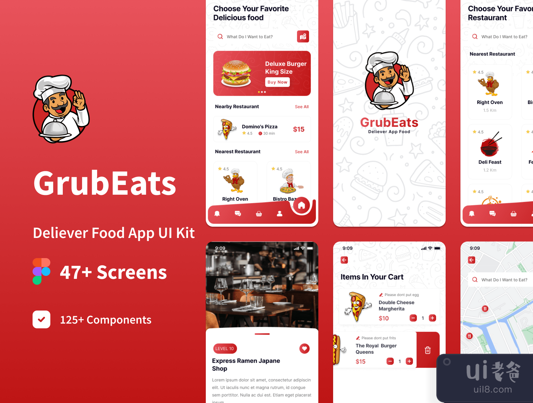 GrubEats送餐应用食品用户界面套件 (GrubEats Delivery App Food UI Kit)插图2
