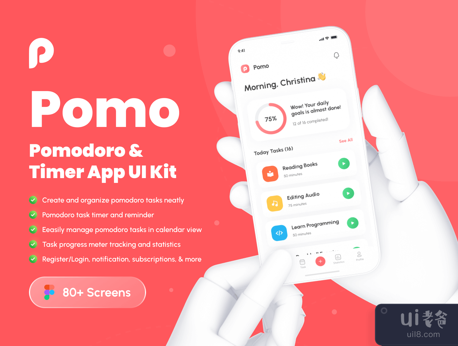 Pomo - Pomodoro _ 计时器应用UI工具包 (Pomo - Pomodoro _ Timer App UI Kit)插图3