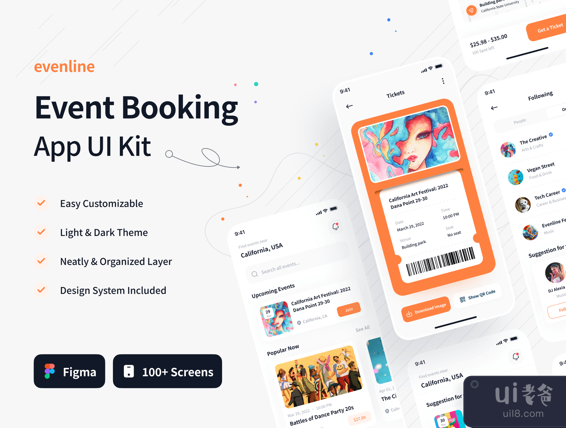 Evenline - 活动预订应用程序UI套件 (Evenline - Event Booking App UI Kit)插图5