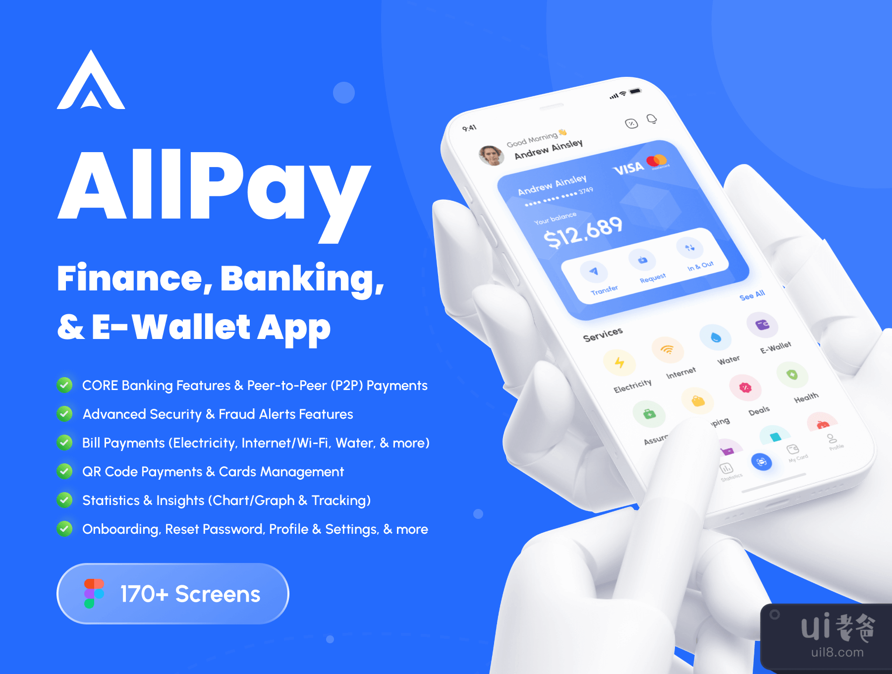 AllPay - 金融、银行和电子钱包应用UI工具包 (AllPay - Finance, Banking, & E-Wallet App UI Kit)插图