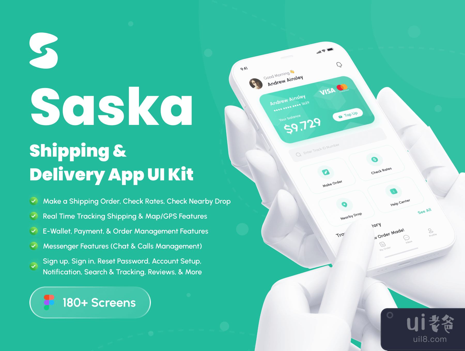 Saska – 航运_快递应用UI套件 (Saska – Shipping _ Delivery App UI Kit)插图7