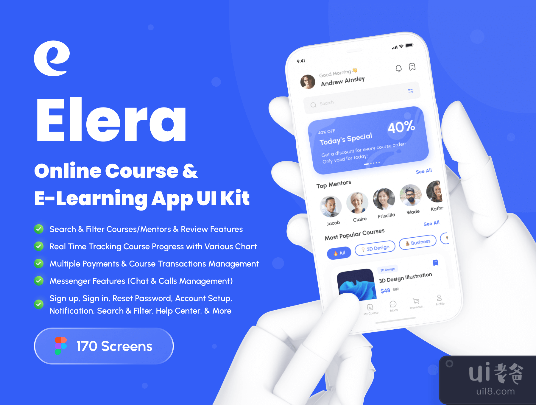 Elera – 在线课程_E-Learning App UI Kit (Elera – Online Course _ E-Learning App UI Kit)插图2