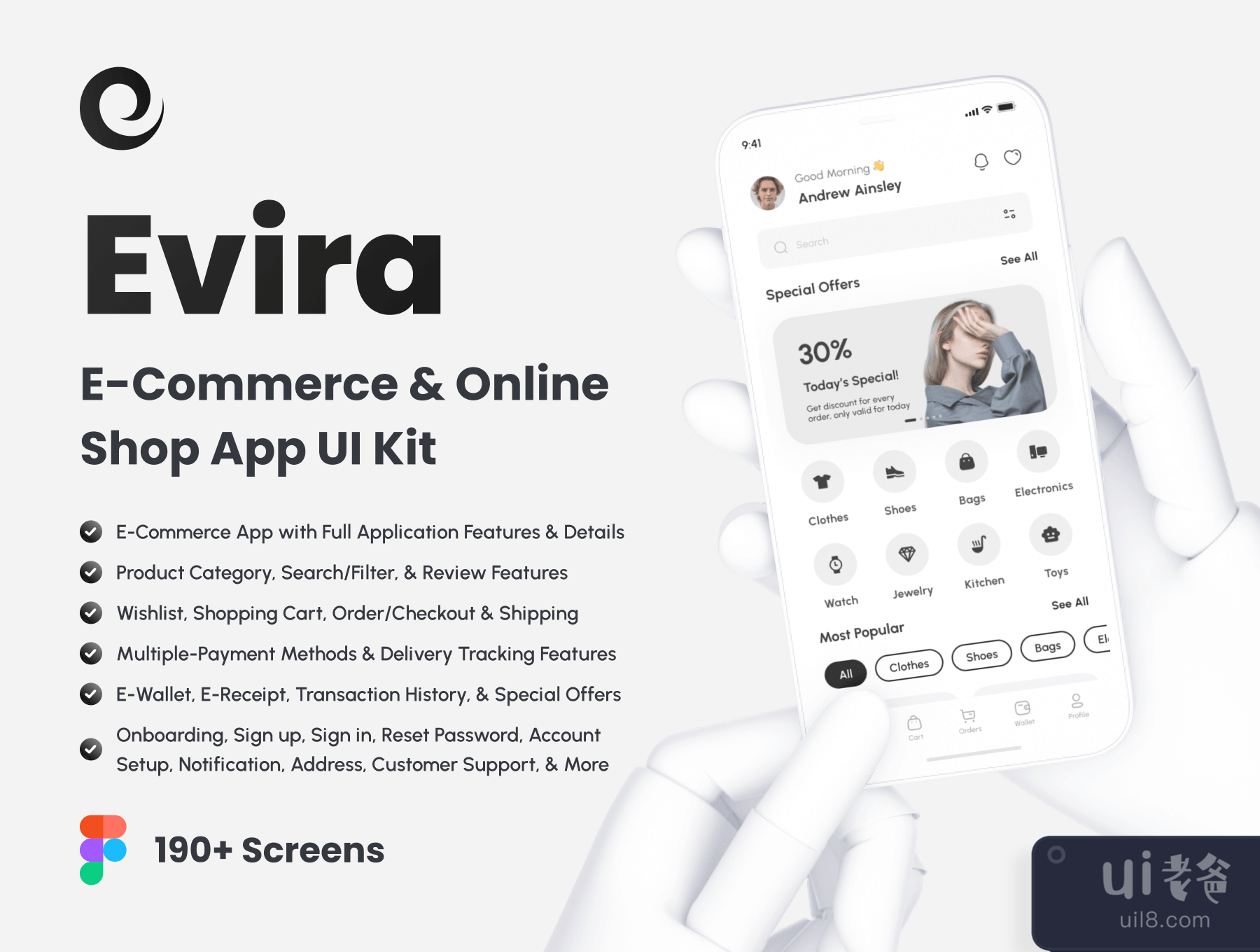 Evira - 电子商务_在线商店应用程序UI工具包 (Evira - E-Commerce _ Online Shop App UI Kit)插图2